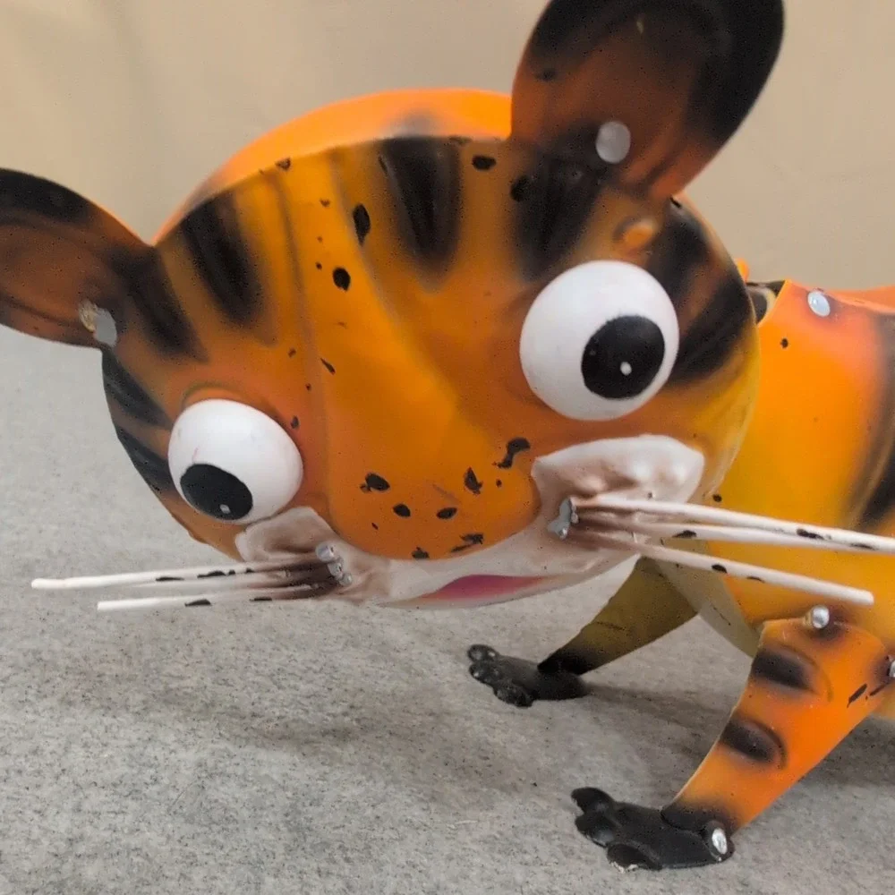 Metal Tiger Bobblehead Figurine‎ Orange Black Striped Spring Tail Decor Auburn